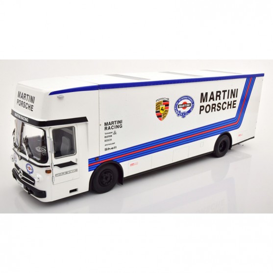 Mercedes O 317 Truck Porsche Transporter Martini Racing White 1:18