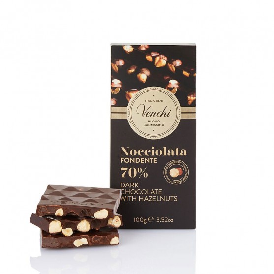 Venchi Tavoletta di cioccolato fondente 70% con nocciole 100g