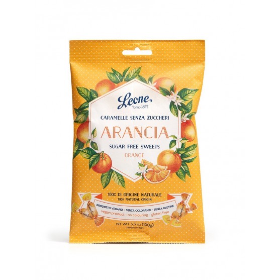 Pastiglie Leone Caramelle Arancia Senza Zuccheri sacchetto 100gr