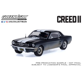 Ford Mustang Coupe 1967 Matte Black with White Stripes (Weathered) "Creed II" 1:43