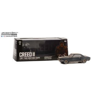 Ford Mustang Coupe 1967 Matte Black with White Stripes (Weathered) "Creed II" 1:43