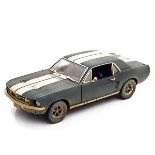 Ford Mustang Coupe 1967 Matte Black with White Stripes (Weathered) "Creed II" 1:18