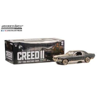 Ford Mustang Coupe 1967 Matte Black with White Stripes (Weathered) "Creed II" 1:18