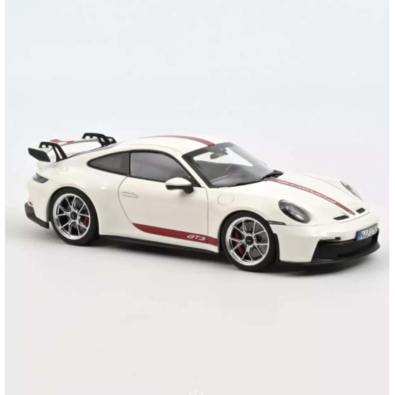 Porsche 911 GT3 (992) 2021 White - Red Stripes 1:18
