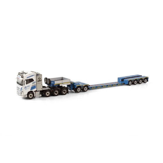 Volvo FH4 Globetrotter 8x4 Low Loader 4 axle + Dolly 2 axle 1:50