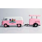 Volkswagen T2 van "Ice Cream set" Pink con rimorchio 1:24