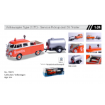 Volkswagen T2 van "Road Service set" orange/white con rimorchio 1:24