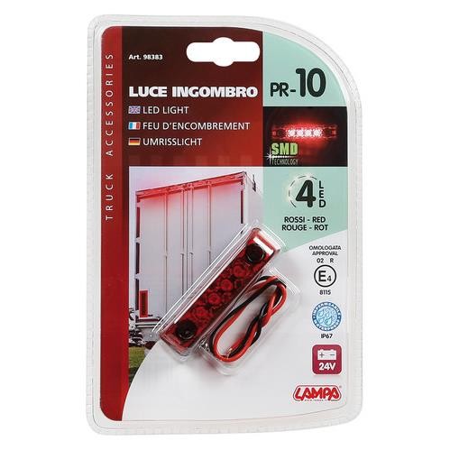 Luce Ingombro PR-10 a 4 Led 24V Rosso - 17455