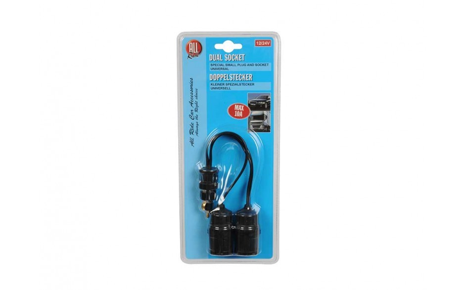 Presa Doppia Adattatore con filo 12/24V spinotto DIN-uscita DIN  10A max - 18236