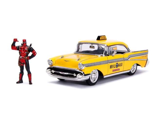 Chevrolet Chevy Bel Air Taxi 1957 "Deadpool" con personaggio 1:24 - 18282