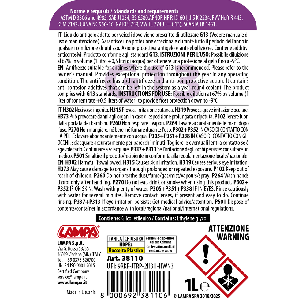 Superior-Viola G13 liquido radiatore (-20°C/+105°C) 1 lt-2