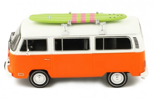 Volkswagen Kombi T2 Kimbi 1975 arancio-bianco con Surf 1:43 - 20220