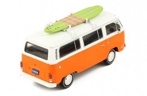 Volkswagen Kombi T2 Kimbi 1975 arancio-bianco con Surf 1:43 - 20222