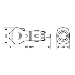 Spinotto per presa accendisigari con ingresso cavo laterale 12/24V - 25600
