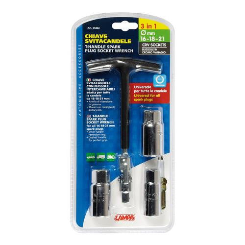 Chiave svita candele snodabile 3 in 1 bussole 16+18+21 mm - 2749