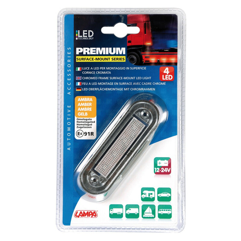 Premium luce a 4 led montaggio superficiale 12/24V Arancio - 30103