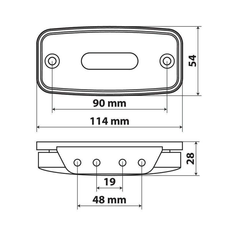 Luce ingombro con catarifrangente e staffa 10/30V - 4 Led - Arancio - 30109