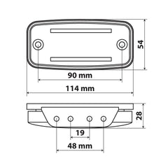 Luce ingombro con catarifrangente e staffa 10/30V - 2 Led - Arancio - 30115