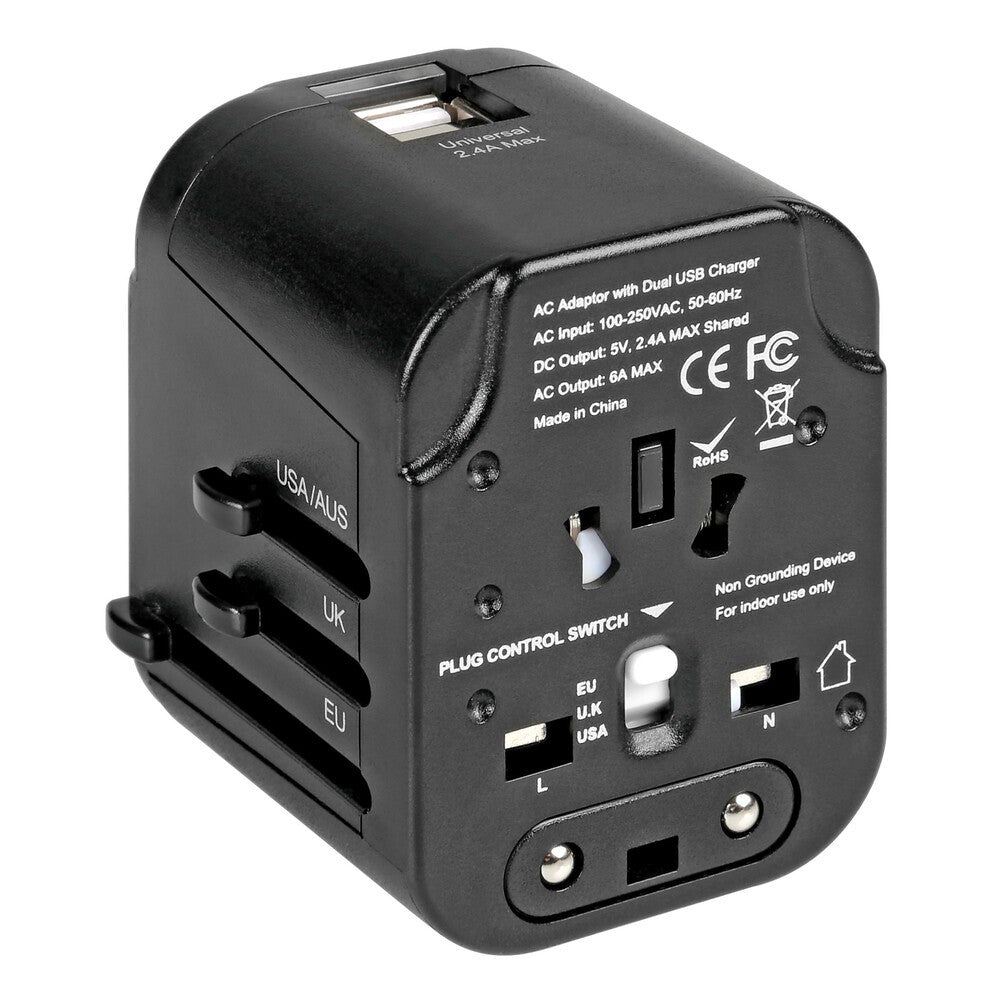 Travel Mate Elite adattatore universale da viaggio + caricatore Usb a 2 porte - 30849