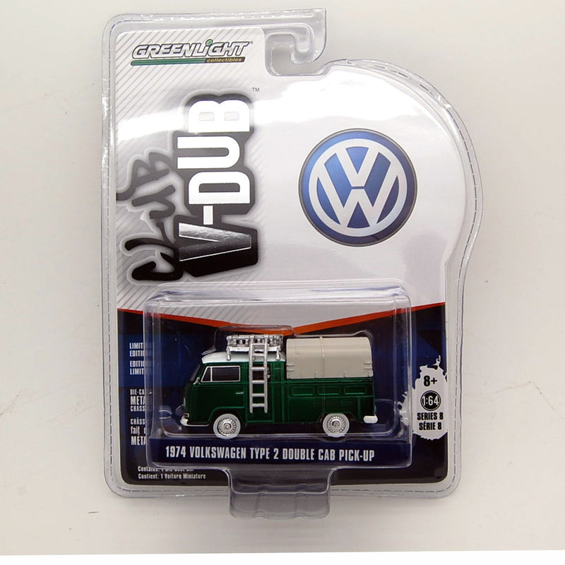 Volkswagen T2 1974 Double Cab Pick Up "Club Vee-Dub series 8" 1:64 Green - 36712