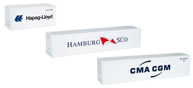 Set Container contenitori refrigerati tre pezzi "Hamburg Sud - Hapag Lloyd - CMA CGM" 1:87 - 3934