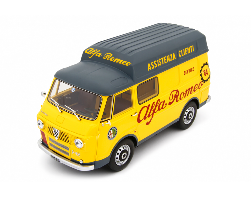 Alfa Romeo F12 Autocarro Tetto Sopralzato 1967 Assistenza Clienti Giallo 1:18-5