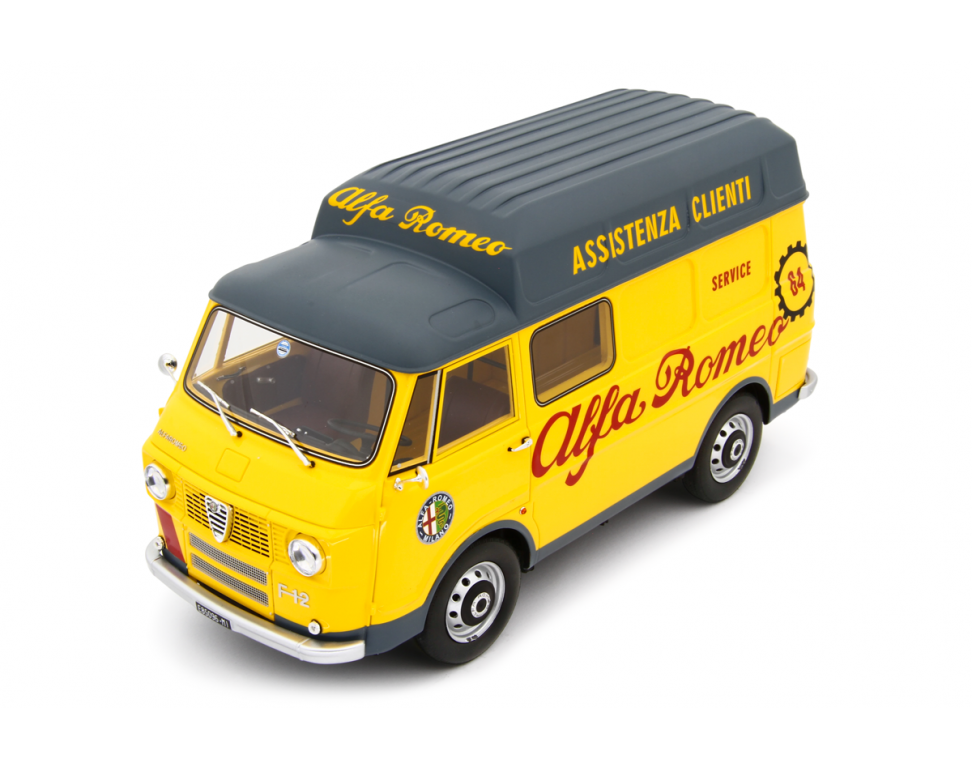 Alfa Romeo F12 Autocarro Tetto Sopralzato 1967 Assistenza Clienti Giallo 1:18-5