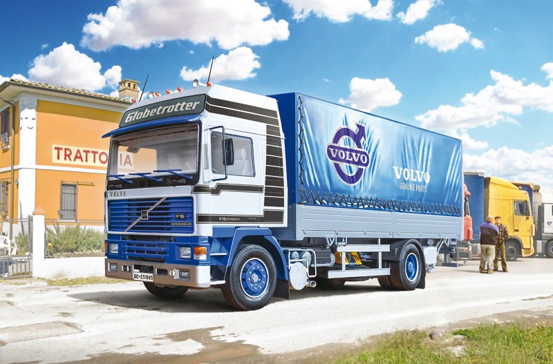 Volvo F16 Globetrotter Canvas Truck with elevator Kit 1:24 - 41360