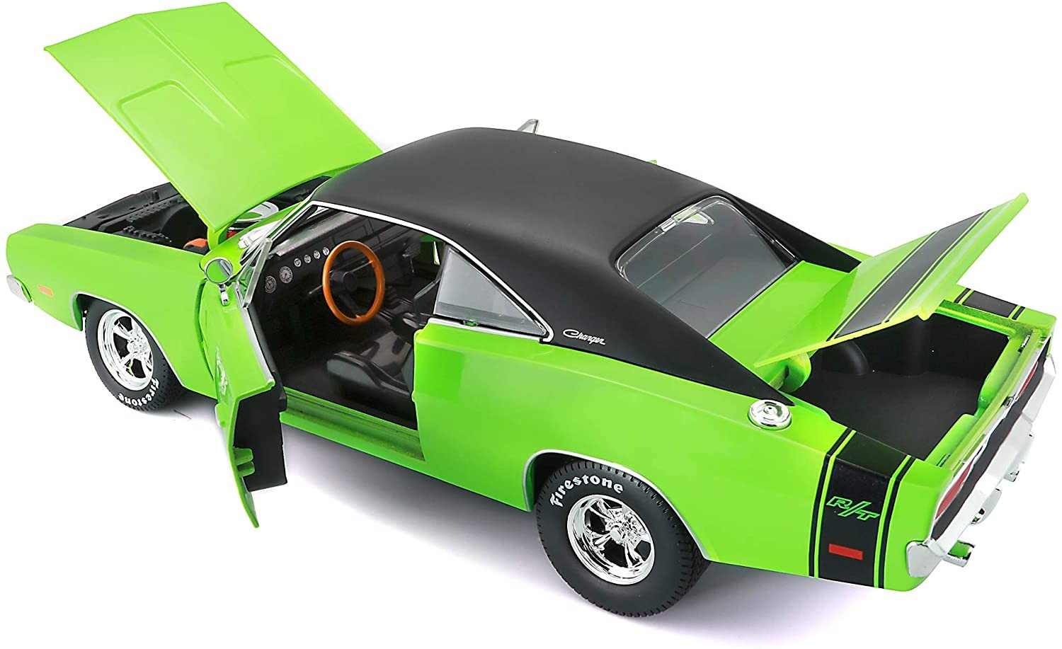 Dodge Charger R/T 1969 Green Black 1:18 - 41937