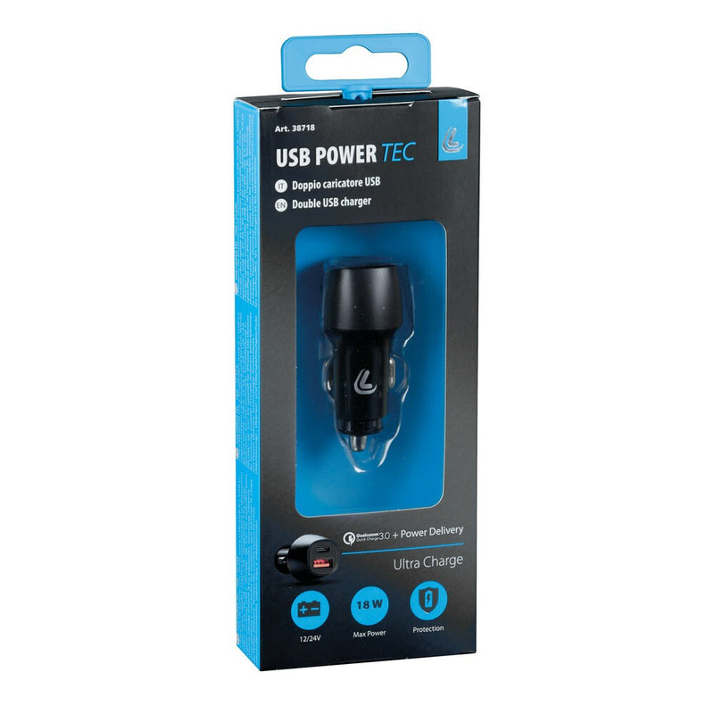 Usb Power Tec caricabatteria 2 porte Usb - Ultra Fast Charge - 18W - 12/24V - 44187