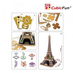 Torre Eiffel Parigi Cubic Fun 3D LED Puzzle 78 cm h - 50698