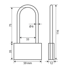 Lucchetto in ottone Basic - 60 mm XL - 55433