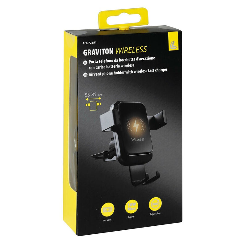Graviton Wireless porta telefono per bocchette d’aerazione con carica batteria wireless - 59036