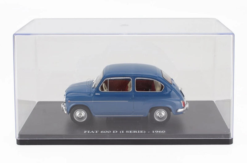 Fiat 600D 1960 Blu 1:24 con Vetrina-1