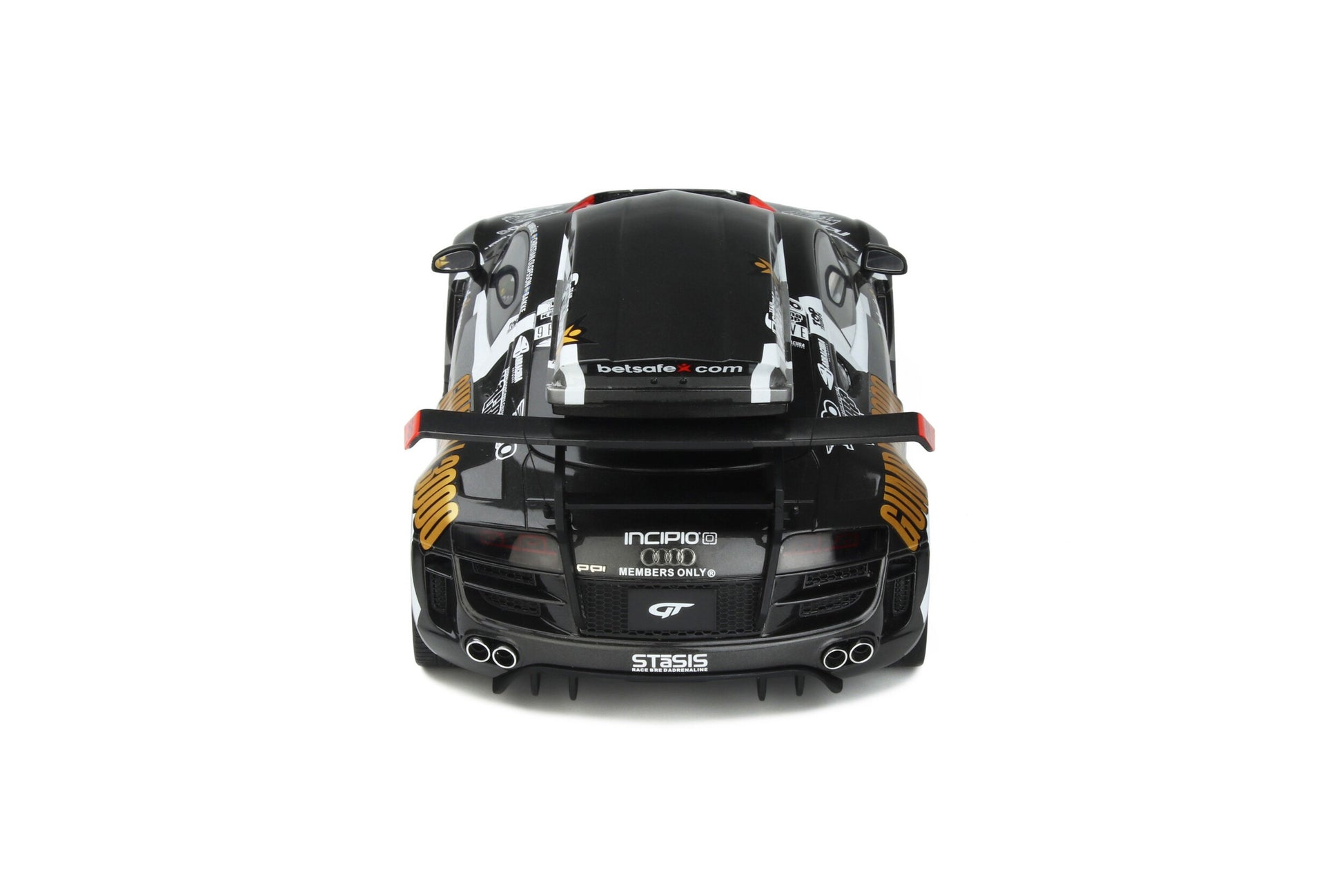 Audi R8 Gumball 3000 2020 black - white - gold 1:18 - 63961