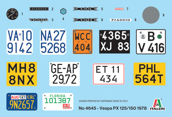 Vespa Piaggio PX 125-150 anno 1978 Kit Italeri 1:9-3