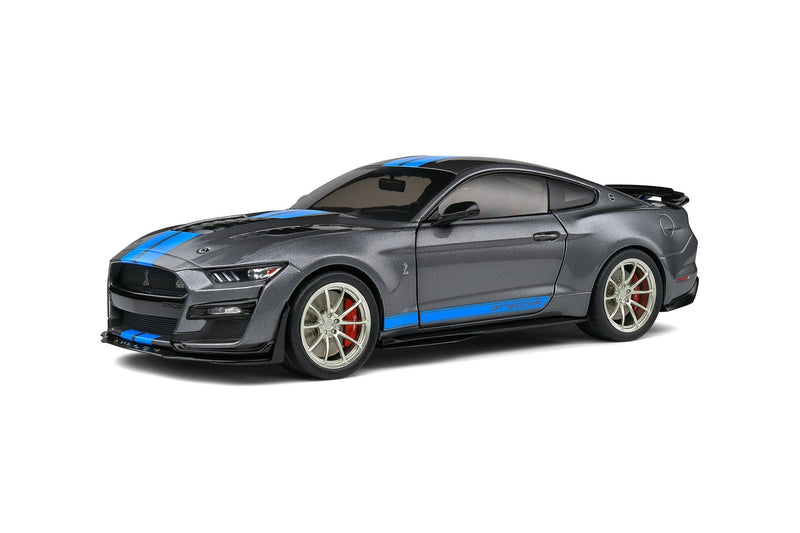Shelby Mustang GT500 KR 2022 silver grey metallic - blue 1:18 - 70122