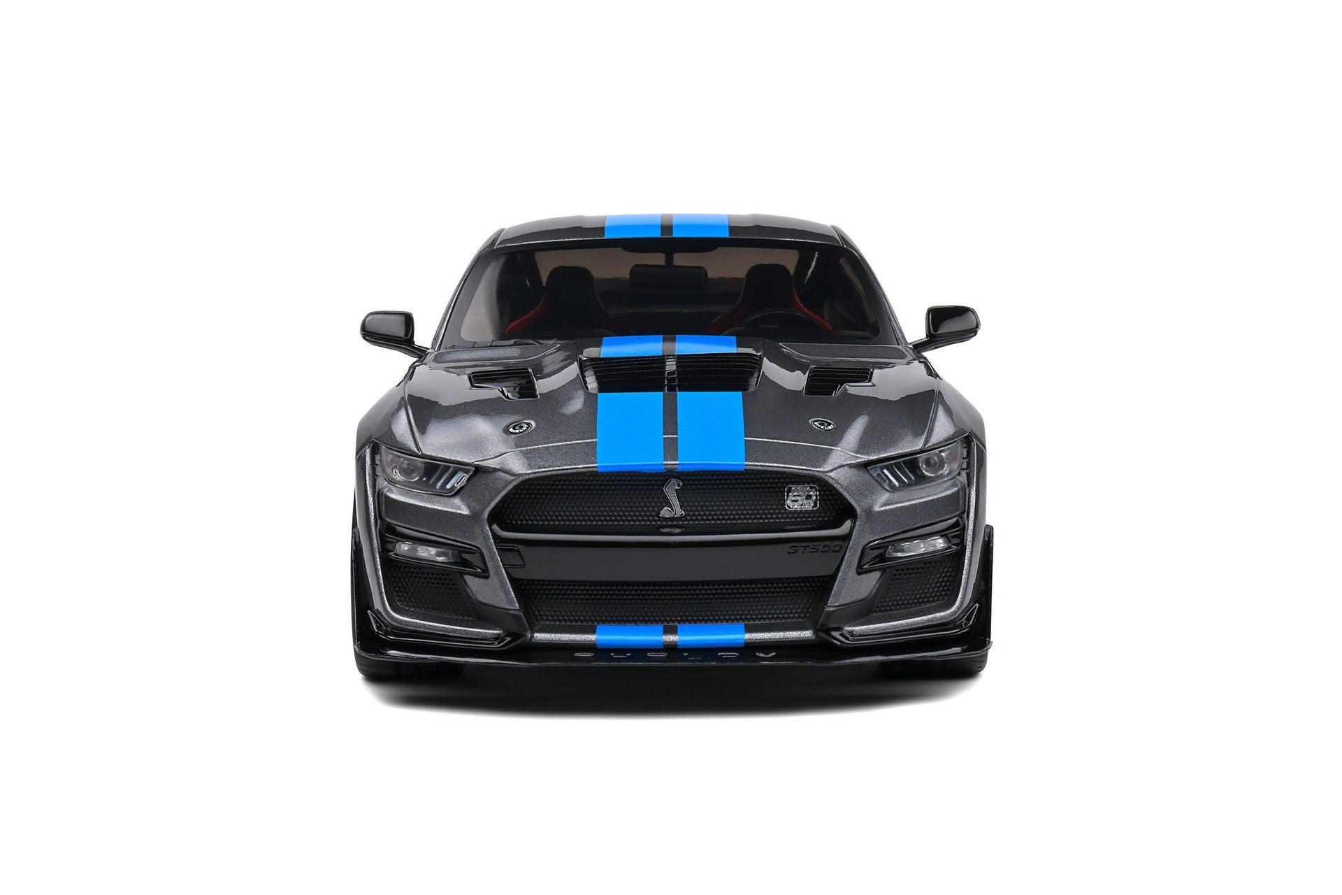 Shelby Mustang GT500 KR 2022 silver grey metallic - blue 1:18 - 70127