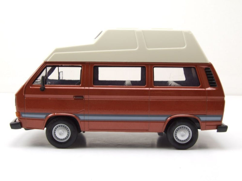 Volkswagen T3 Star 1983 Camper Van High Roof Brown - White 1:24 - 70278