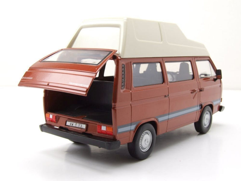 Volkswagen T3 Star 1983 Camper Van High Roof Brown - White 1:24 - 70280