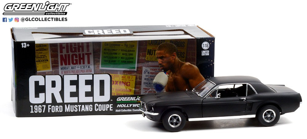 Ford Mustang Coupe 1967 Matte Black "Creed 2015 Adonis Creed's" 1:18 - 70410