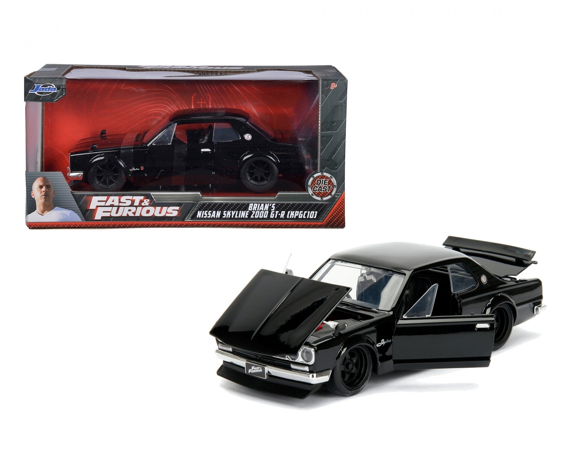 Nissan Skyline 2000 GT-R 1971 "Fast & Furious" Brian O'Connor Black 1:24 - 70484