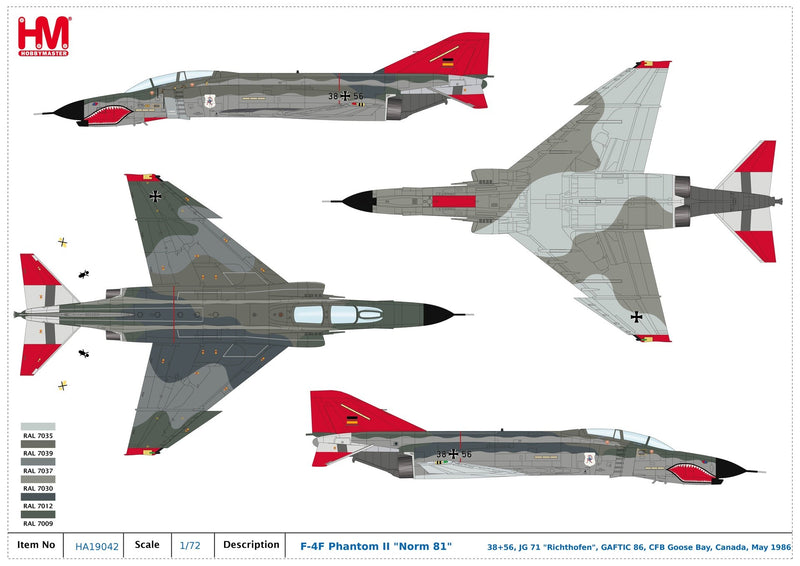 F-4F Phantom II "Norm 81" 38+56, JG 71 "Richthofen" GAFTIC 86 CFB Goose Bay 1986 Canada May 1:18 - 71498
