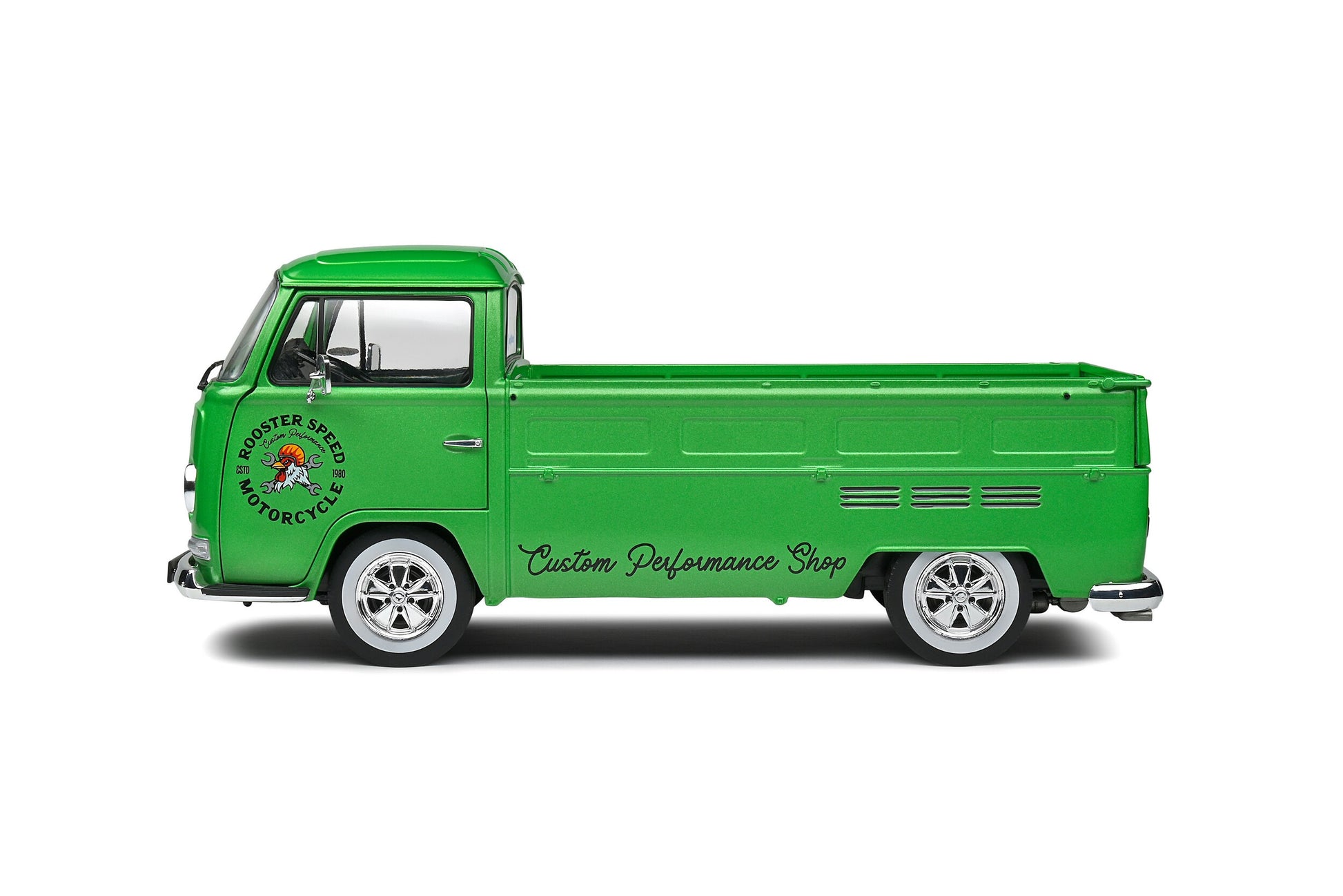 Volkswagen VW T2 1968 Pick-Up "Custom Performance Shop" Green Metallic 1:18 - 71592