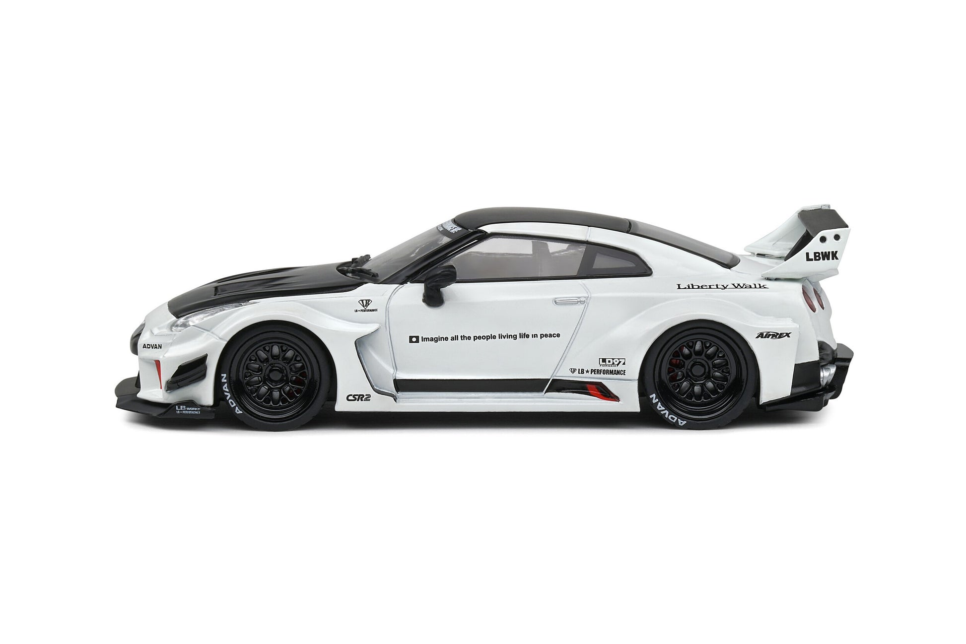 Nissan GT-R (R35) Liberty Walk Body Kit 2020 White - Black 1:43 - 71638