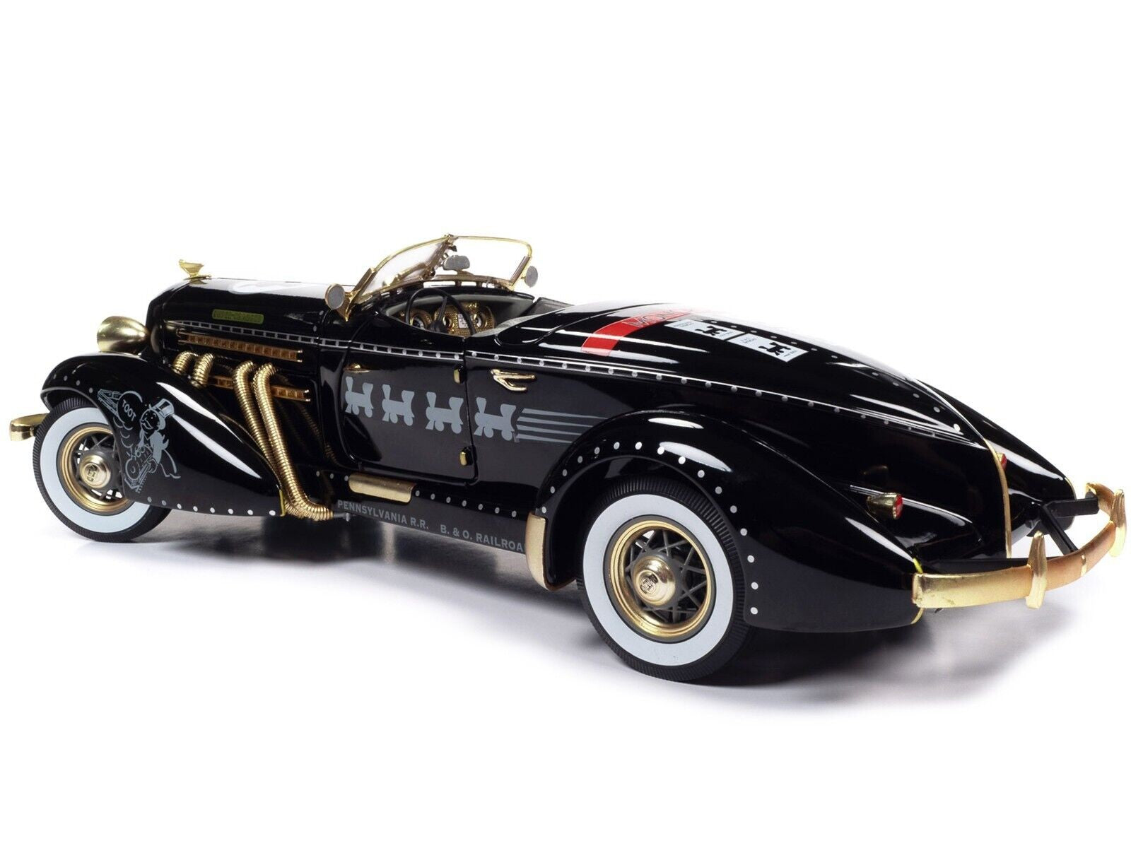 Auburn 851 Speedster Black with Monopoly Graphics & Mr. Monopoly 1:18 - 72210