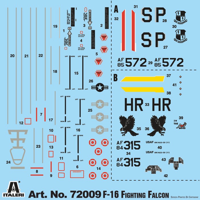 F-16 C/D Night Falcon - Complete Set For Modeling 1:72 - 72653