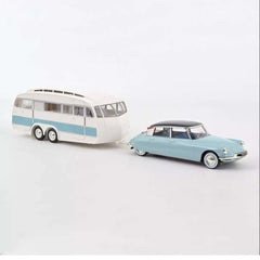 Citroën DS 19 1959 Bleu Nuage et Aubergine + Caravane Hénon 1:18 - 73437