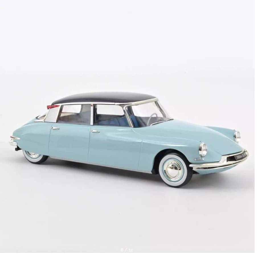 Citroën DS 19 1959 Bleu Nuage et Aubergine + Caravane Hénon 1:18 - 73439