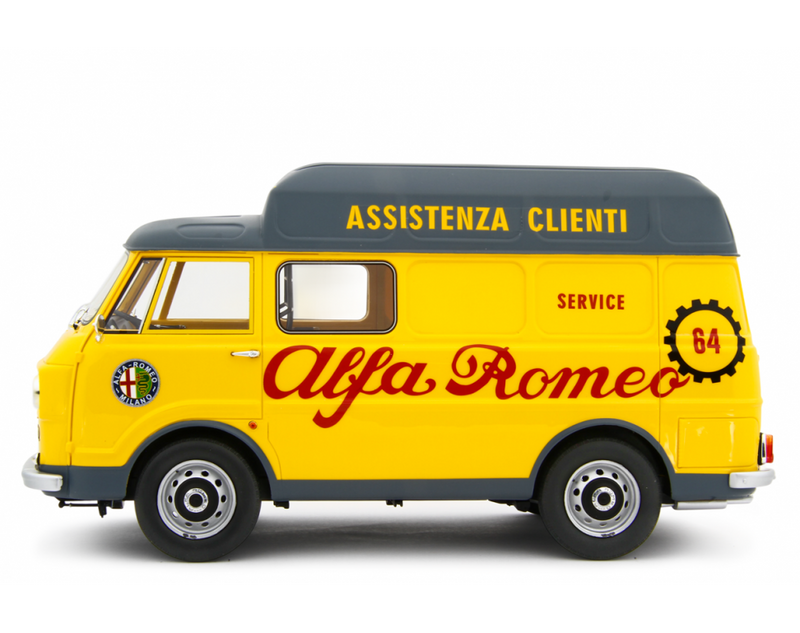 Alfa Romeo F12 Autocarro Tetto Sopralzato 1967 Assistenza Clienti Giallo 1:18-3